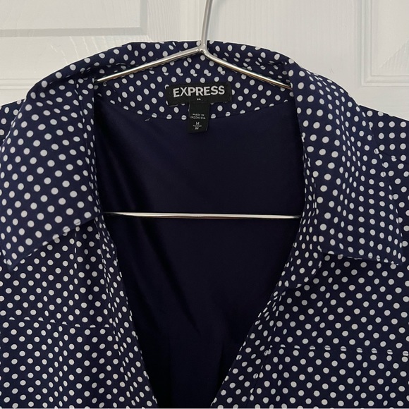 Express Navy Polka Dot Dress - Picture 5 of 5